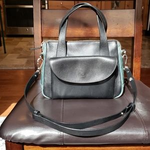 Marni handbag, black & green leather,